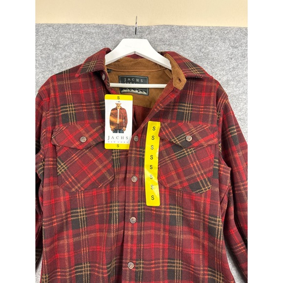 Jachs New York Mens Red Plaid Flannel Shirt Long Sleeve Button Down Small NEW - Picture 7 of 12